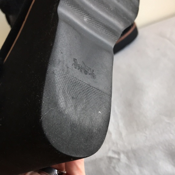 Coach size 8B Wedge Bootie Kingston black suede fun fur wedge heel bootie turn k - Picture 11 of 13